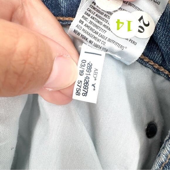 AE American Eagle Tomgirl Midi Short Cuffed High Rise Non-Distressed Plus Sz 20 - Picture 12 of 12